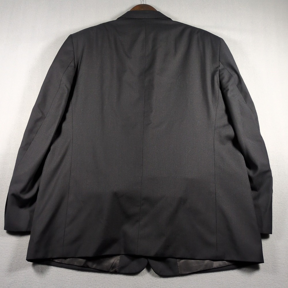 Petrocelli 50R 44Wx32L Black Stripe Wool Blend Mens 2PC Set Pant Suit Coat - Picture 10 of 11